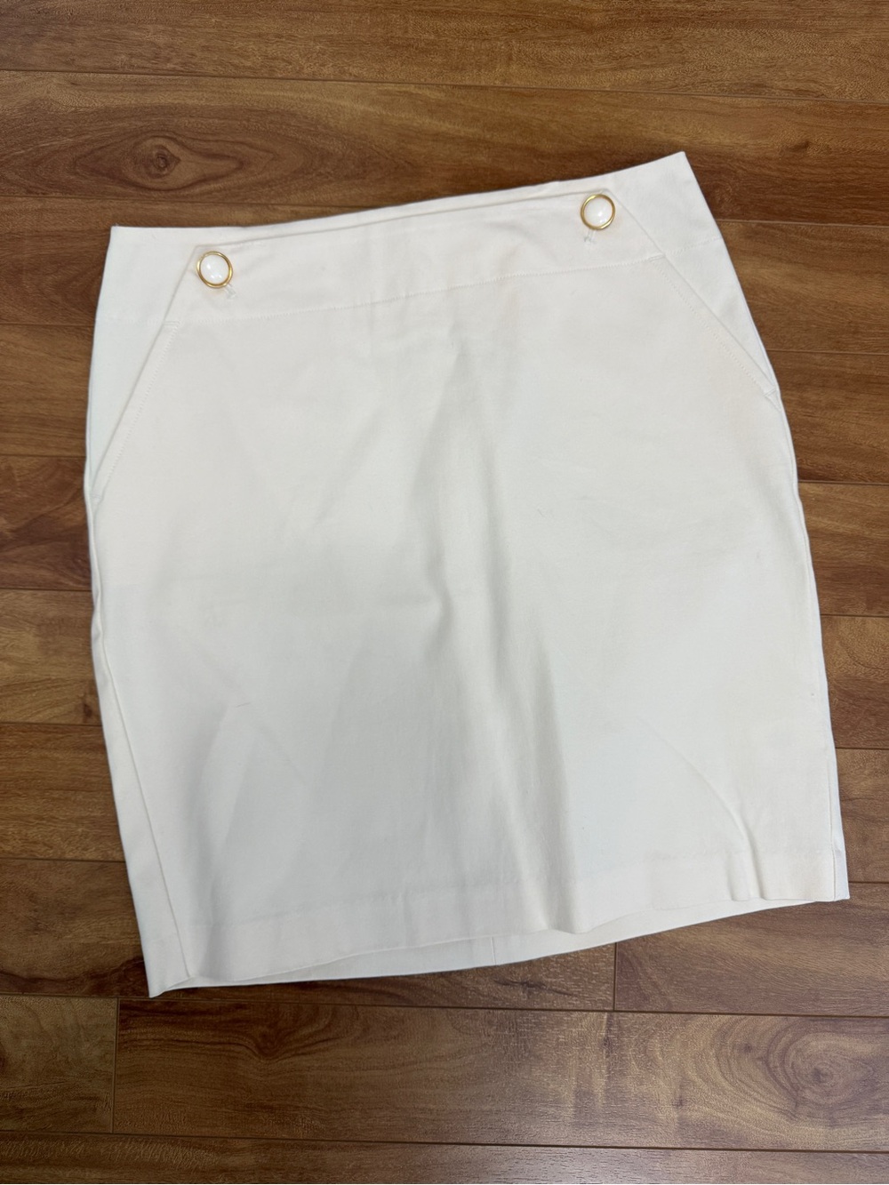 Banana Republic Cream Pencil Skirt with Gold Ring Details